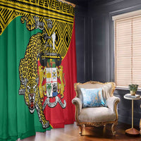 Personalised Benin National Day Window Curtain Coat Of Arms With Leopard African Pattern - Wonder Print Shop
