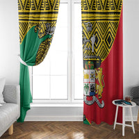 Personalised Benin National Day Window Curtain Coat Of Arms With Leopard African Pattern - Wonder Print Shop