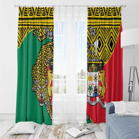 Personalised Benin National Day Window Curtain Coat Of Arms With Leopard African Pattern - Wonder Print Shop