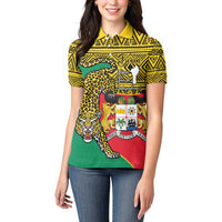 Personalised Benin National Day Women Polo Shirt Coat Of Arms With Leopard African Pattern - Wonder Print Shop