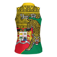 Personalised Benin National Day Women Sleeveless Polo Shirt Coat Of Arms With Leopard African Pattern - Wonder Print Shop