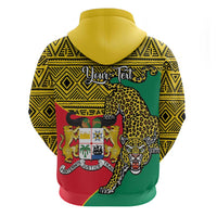 Personalised Benin National Day Zip Hoodie Coat Of Arms With Leopard African Pattern - Wonder Print Shop