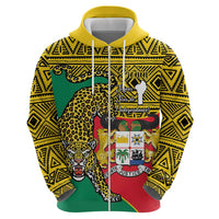 Personalised Benin National Day Zip Hoodie Coat Of Arms With Leopard African Pattern - Wonder Print Shop
