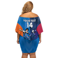 Custom USA and India Cricket Off Shoulder Short Dress 2024 Together Dynamic Style - Wonder Print Shop