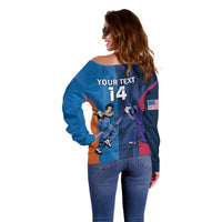 Custom USA and India Cricket Off Shoulder Sweater 2024 Together Dynamic Style - Wonder Print Shop