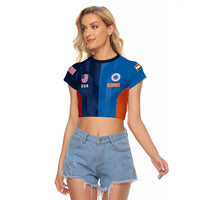 Custom USA and India Cricket Raglan Cropped T Shirt 2024 Together Dynamic Style - Wonder Print Shop