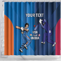 Custom USA and India Cricket Shower Curtain 2024 Together Dynamic Style