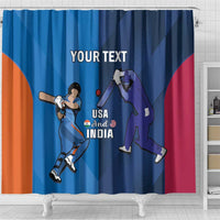 Custom USA and India Cricket Shower Curtain 2024 Together Dynamic Style