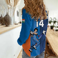 Custom USA and India Cricket Women Casual Shirt 2024 Together Dynamic Style - Wonder Print Shop