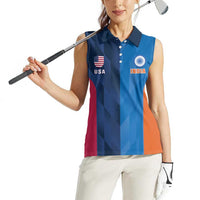 Custom USA and India Cricket Women Sleeveless Polo Shirt 2024 Together Dynamic Style - Wonder Print Shop