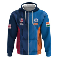 Custom USA and India Cricket Zip Hoodie 2024 Together Dynamic Style - Wonder Print Shop