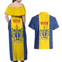 Maderia Day Couples Matching Off Shoulder Maxi Dress and Hawaiian Shirt Pearl of the Atlantic Flag Style - Wonder Print Shop