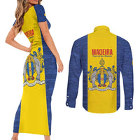 Maderia Day Couples Matching Short Sleeve Bodycon Dress and Long Sleeve Button Shirt Pearl of the Atlantic Flag Style - Wonder Print Shop