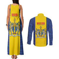 Maderia Day Couples Matching Tank Maxi Dress and Long Sleeve Button Shirt Pearl of the Atlantic Flag Style - Wonder Print Shop