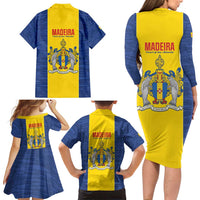 Maderia Day Family Matching Long Sleeve Bodycon Dress and Hawaiian Shirt Pearl of the Atlantic Flag Style - Wonder Print Shop