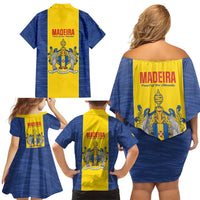 Maderia Day Family Matching Off Shoulder Short Dress and Hawaiian Shirt Pearl of the Atlantic Flag Style - Wonder Print Shop
