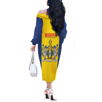 Maderia Day Off The Shoulder Long Sleeve Dress Pearl of the Atlantic Flag Style - Wonder Print Shop