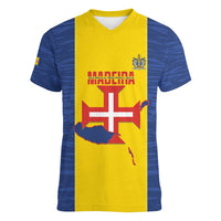 Maderia Day Women V-Neck T-Shirt Pearl of the Atlantic Flag Style - Wonder Print Shop