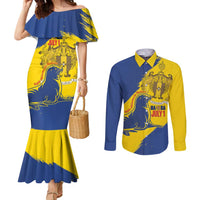 Personalised Maderia Day Couples Matching Mermaid Dress and Long Sleeve Button Shirt July 1 Monk Seal Grunge Style - Wonder Print Shop