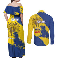 Personalised Maderia Day Couples Matching Off Shoulder Maxi Dress and Long Sleeve Button Shirt July 1 Monk Seal Grunge Style - Wonder Print Shop