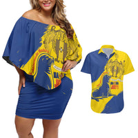 Personalised Maderia Day Couples Matching Off Shoulder Short Dress and Hawaiian Shirt July 1 Monk Seal Grunge Style - Wonder Print Shop