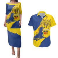 Personalised Maderia Day Couples Matching Puletasi and Hawaiian Shirt July 1 Monk Seal Grunge Style - Wonder Print Shop