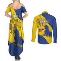 Personalised Maderia Day Couples Matching Summer Maxi Dress and Long Sleeve Button Shirt July 1 Monk Seal Grunge Style - Wonder Print Shop