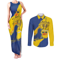 Personalised Maderia Day Couples Matching Tank Maxi Dress and Long Sleeve Button Shirt July 1 Monk Seal Grunge Style - Wonder Print Shop