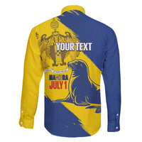 Personalised Maderia Day Family Matching Off The Shoulder Long Sleeve Dress and Hawaiian Shirt July 1 Monk Seal Grunge Style - Wonder Print Shop