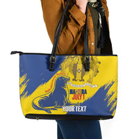 Personalised Maderia Day Leather Tote Bag July 1 Monk Seal Grunge Style - Wonder Print Shop