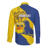 Personalised Maderia Day Long Sleeve Button Shirt July 1 Monk Seal Grunge Style - Wonder Print Shop