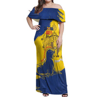 Personalised Maderia Day Off Shoulder Maxi Dress July 1 Monk Seal Grunge Style - Wonder Print Shop