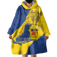 Personalised Maderia Day Wearable Blanket Hoodie July 1 Monk Seal Grunge Style - Wonder Print Shop