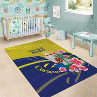 Curacao Flag Day Area Rug Felis Dia di Bandera Pink Plumeria - Wonder Print Shop