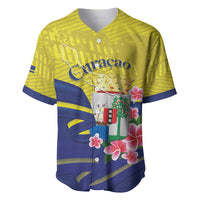 Curacao Flag Day Baseball Jersey Felis Dia di Bandera Pink Plumeria - Wonder Print Shop