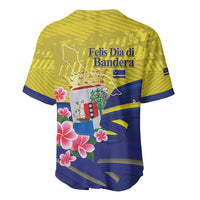 Curacao Flag Day Baseball Jersey Felis Dia di Bandera Pink Plumeria - Wonder Print Shop