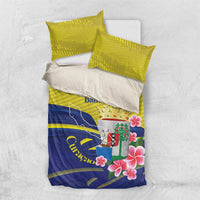 Curacao Flag Day Bedding Set Felis Dia di Bandera Pink Plumeria - Wonder Print Shop