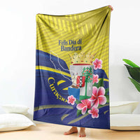 Curacao Flag Day Blanket Felis Dia di Bandera Pink Plumeria - Wonder Print Shop