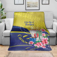 Curacao Flag Day Blanket Felis Dia di Bandera Pink Plumeria - Wonder Print Shop