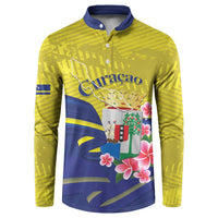 Curacao Flag Day Button Sweatshirt Felis Dia di Bandera Pink Plumeria - Wonder Print Shop