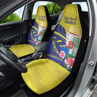 Curacao Flag Day Car Seat Cover Felis Dia di Bandera Pink Plumeria - Wonder Print Shop