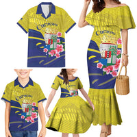 Curacao Flag Day Family Matching Mermaid Dress and Hawaiian Shirt Felis Dia di Bandera Pink Plumeria - Wonder Print Shop
