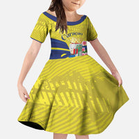 Curacao Flag Day Family Matching Off Shoulder Maxi Dress and Hawaiian Shirt Felis Dia di Bandera Pink Plumeria - Wonder Print Shop