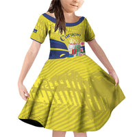 Curacao Flag Day Family Matching Off Shoulder Short Dress and Hawaiian Shirt Felis Dia di Bandera Pink Plumeria - Wonder Print Shop