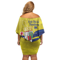 Curacao Flag Day Family Matching Off Shoulder Short Dress and Hawaiian Shirt Felis Dia di Bandera Pink Plumeria - Wonder Print Shop