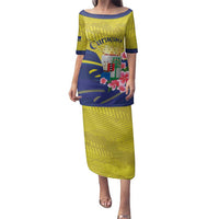 Curacao Flag Day Family Matching Puletasi and Hawaiian Shirt Felis Dia di Bandera Pink Plumeria - Wonder Print Shop