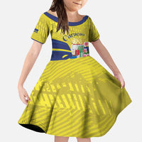 Curacao Flag Day Family Matching Short Sleeve Bodycon Dress and Hawaiian Shirt Felis Dia di Bandera Pink Plumeria - Wonder Print Shop