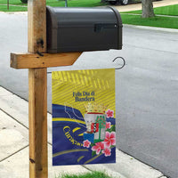 Curacao Flag Day Garden Flag Felis Dia di Bandera Pink Plumeria - Wonder Print Shop