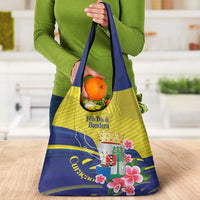Curacao Flag Day Grocery Bag Felis Dia di Bandera Pink Plumeria - Wonder Print Shop
