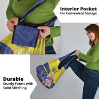 Curacao Flag Day Grocery Bag Felis Dia di Bandera Pink Plumeria - Wonder Print Shop